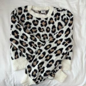 Aritzia Sunday Best Kitten Leopard Print Cropped Sweater Small